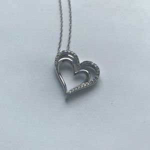 Sterling silver with diamonds heart necklace